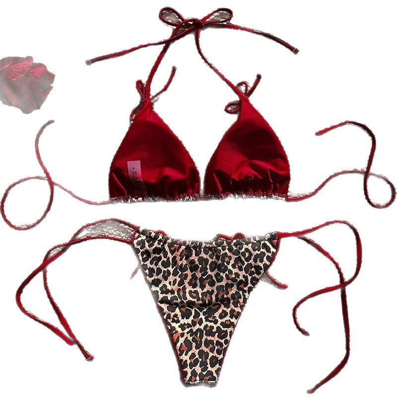 Dame triangel-bikini med legesyg animal-print
