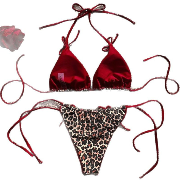 Dame triangel-bikini med legesyg animal-print