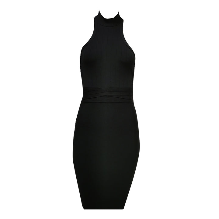 Dame Bodycon kjole med højhalset design og struktureret stof Stilla