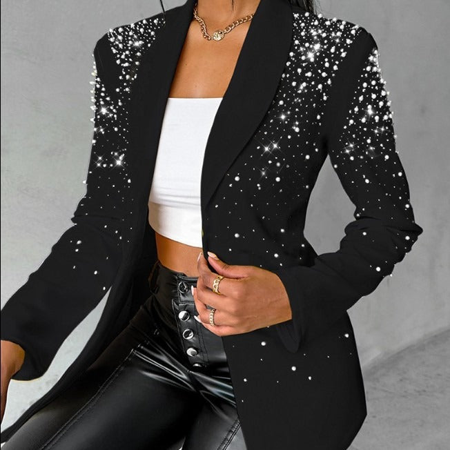 Dame elegant couture-jakke med glitrende applikationer Stilla