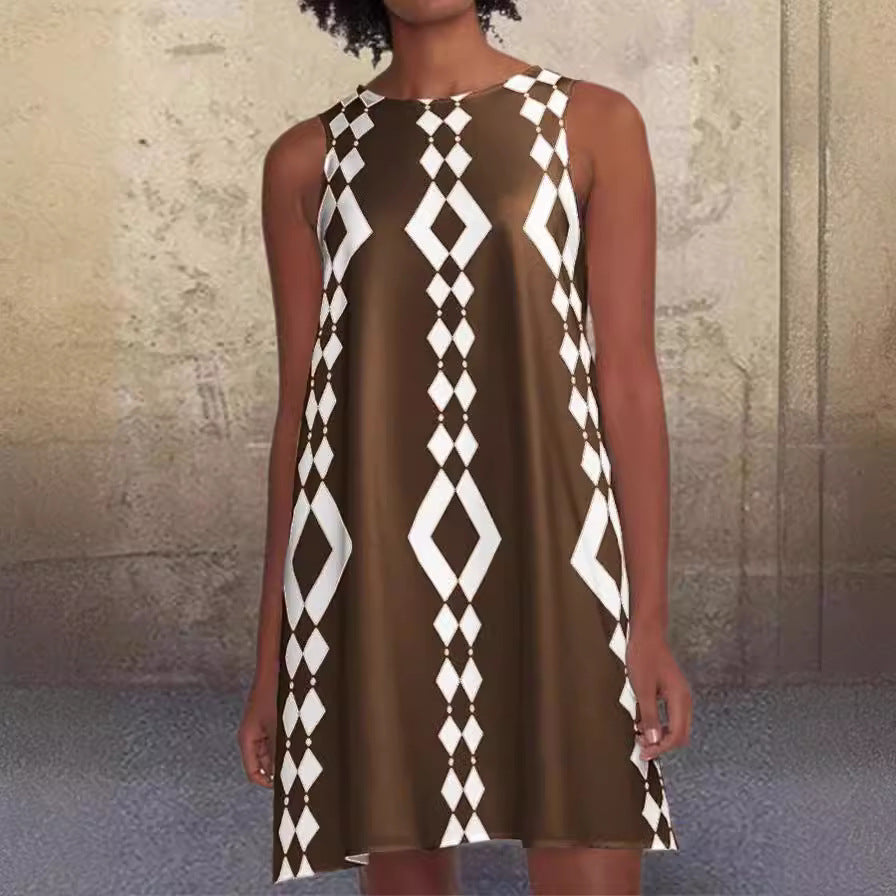 Dame Geometrisk Print A-Linie Kjole Stilla