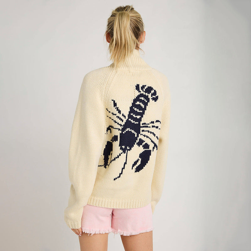 Dame strikpullover med livligt krabbe-design Stilla