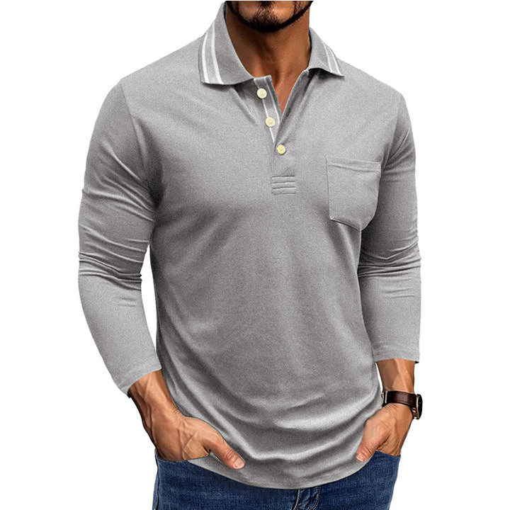 Herre Langærmet Polo T-shirt med struktureret krave og elegante knapdetaljer Stilla