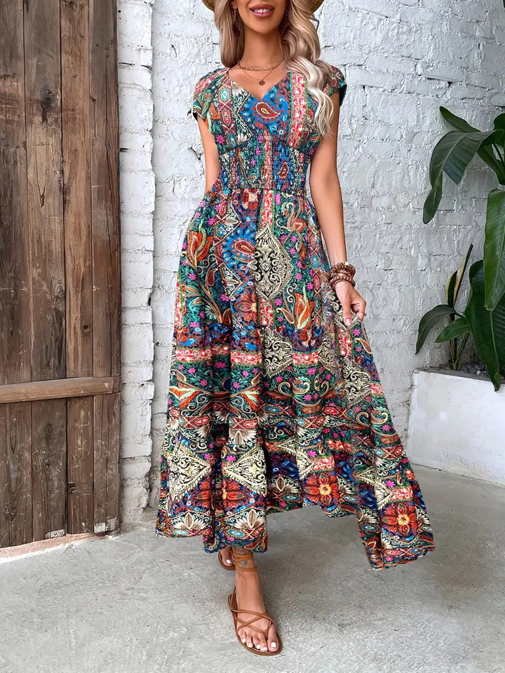 Dame Maxikjole med boho-inspireret mønster Stilla