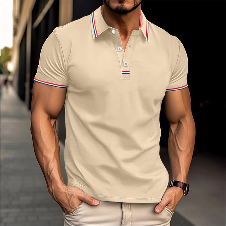 Herrer modeshorts polo skjorte med strukturerede accenter og kontrasterende detaljer Stilla