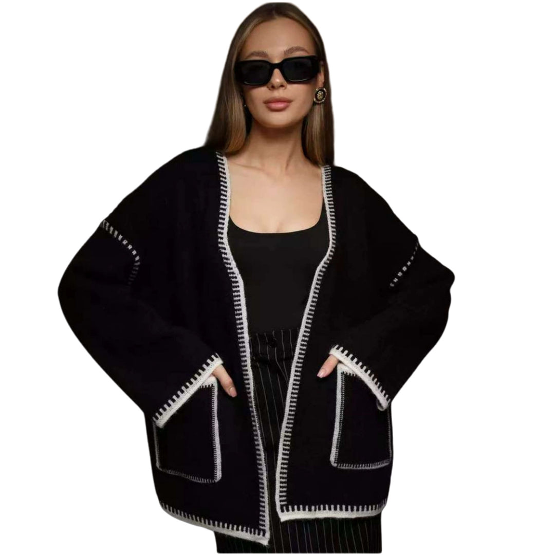 Kvinder Elegant Indpakning Sweater med Lommer og Bælte Stilla