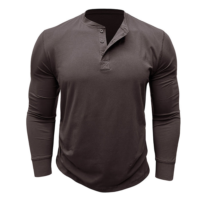 Herre langærmet Henley-shirt med stilfulde accenter og åndbart materiale Stilla