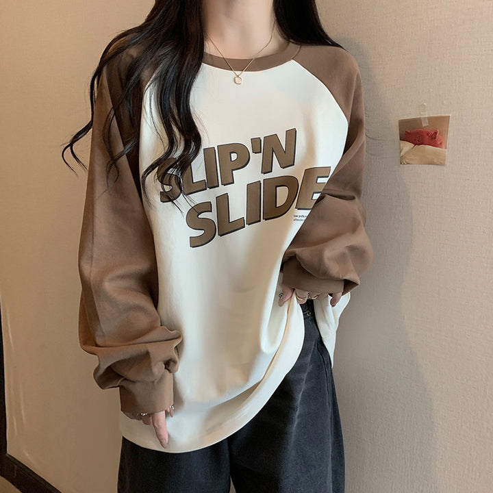 Dame Casual Grafisk Raglan Sweatshirt Stilla