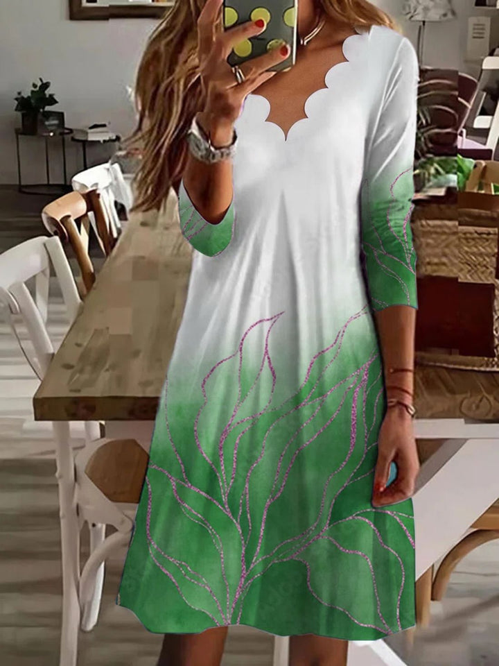 Dame Boho Maxikjole med bølgemønster og elegant udskæringsdesign Stilla