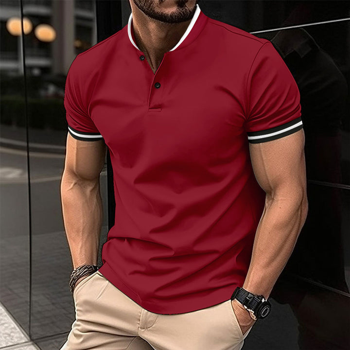 Herrer Kortærmet Poloshirt med moderne Ståkrave og sportslige accenter Stilla