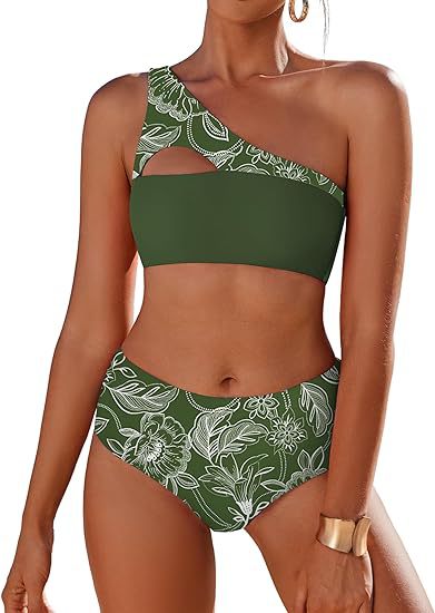 Femme Enkel-Skulder Floral Bikini Sæt Stilla