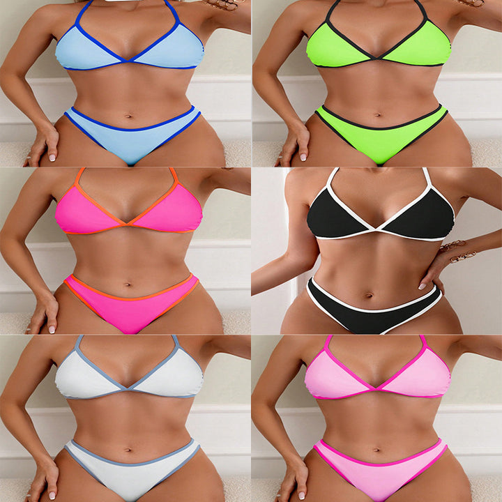 Dame Triangel-Bikini med delikat kontrastkant Skovae