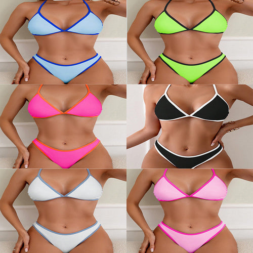 Dame Triangel-Bikini med delikat kontrastkant Skovae