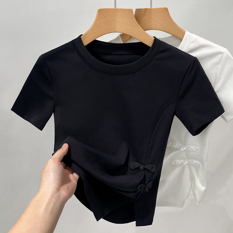 Dame kropsnær kortærmet shirt med moderigtigt knudedetalje Stilla