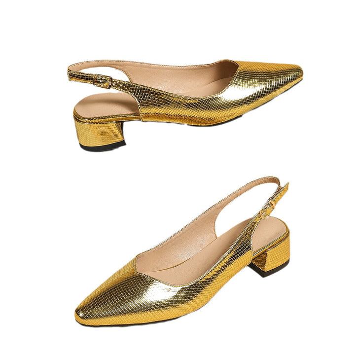 Damer elegante Slingback pumps med modeskinnende overflade Stilla