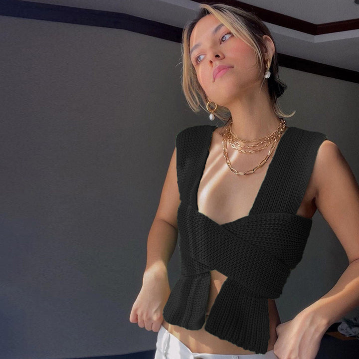 Damer strikket crop-top med raffinerede rygdetaljer Skovae