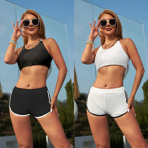 Dame sport-bikini-sæt med højt skåret trusse og moderigtigt top Stilla