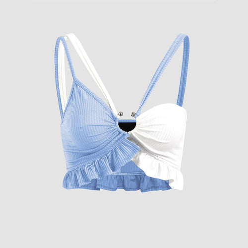 Kvindernes crop top med voluminøse flæser og justerbare stropper Stilla