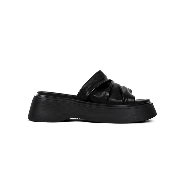 Dame Stilfulde Plateau Slide Sandaler med Raffdetail i den øverste del Stilla