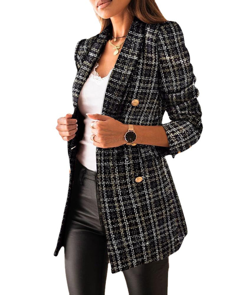 Dame ternet blazer med dobbelt knaplukning og elegante detaljer Stilla