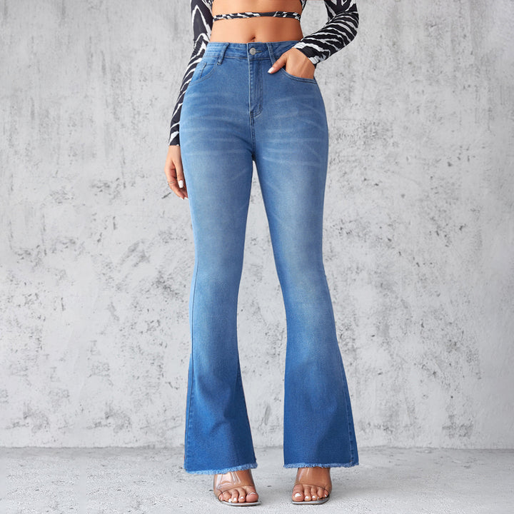 Damer Flared Jeans med høj talje og frynset kant Stilla