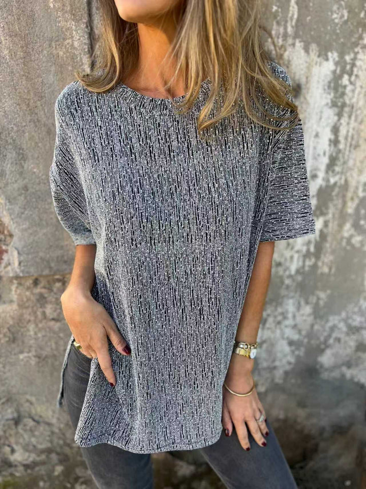Dame oversized T-shirt med glimmersten og afslappet snit Skovae