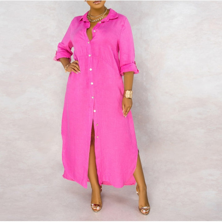 Dame Langærmet Button-Down Maxi Kjole Stilla