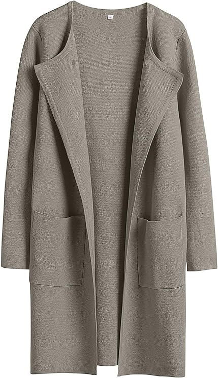 Dame Oversized Strikjakke med åbne front og praktiske lommer Stilla