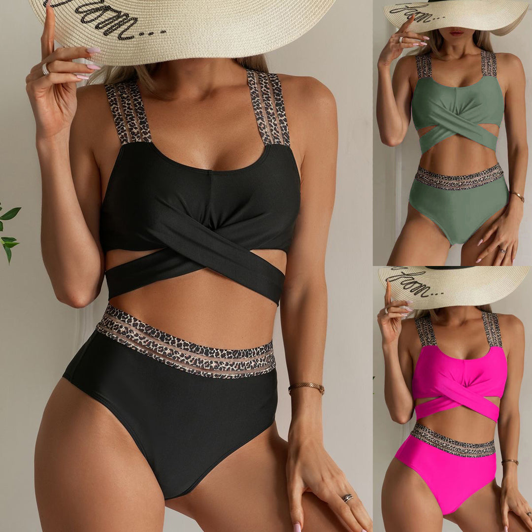 Dame Højskåret Bikini med stilfulde dyremotiv-detaljer Skovae