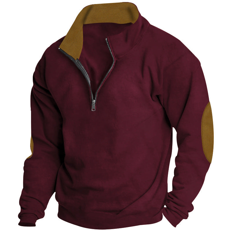 Herrer sporty fleece-pullover med høj lukket krave og lynlås Stilla