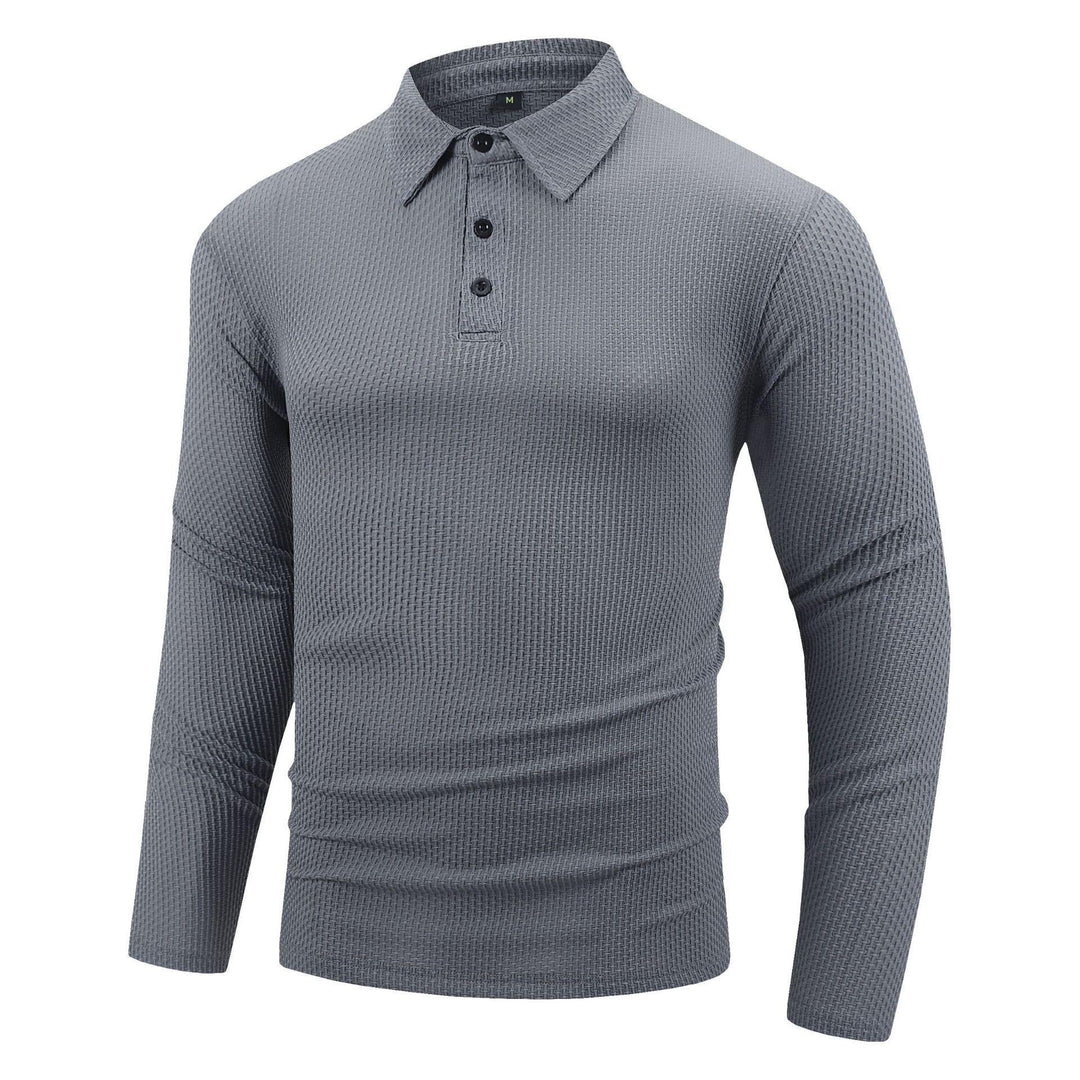 Herrer Langærmet Polo shirt med struktureret overflade og komfortabel pasform Stilla