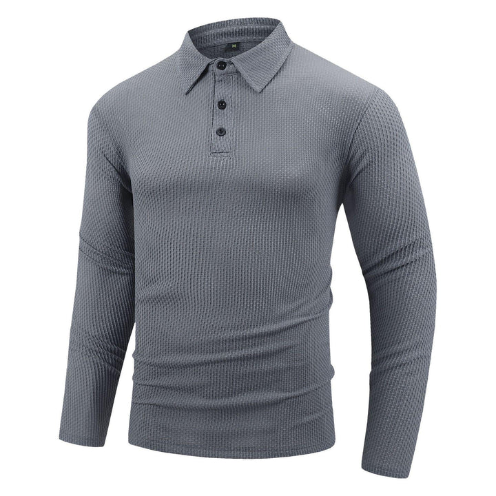 Herrer Langærmet Polo shirt med struktureret overflade og komfortabel pasform Stilla