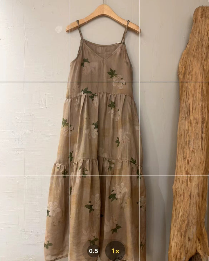 Femme Stribet Blomster Mønster Maxikjole Stilla