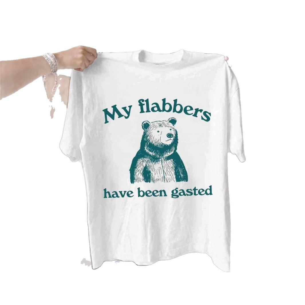 Dame T-shirt med humoristisk bjørnemotiv og inspirerende tekst Skovae