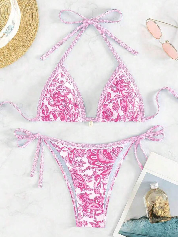Dame trekantstring-bikini-sæt med justerbare bindinger Stilla