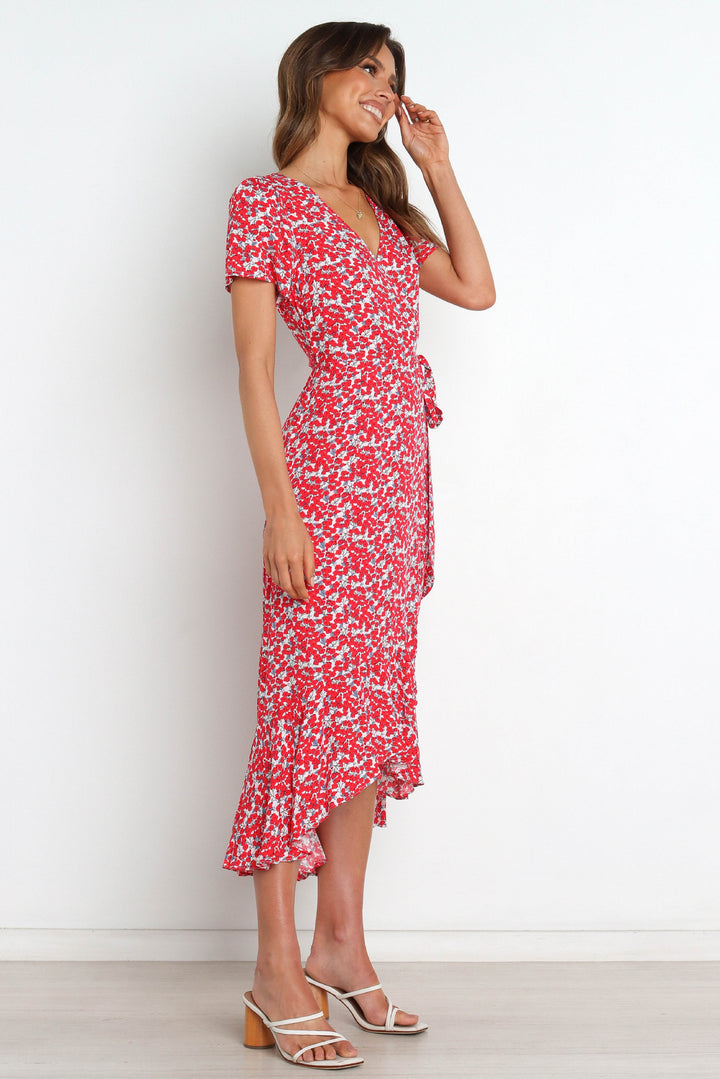 Dame Wrap Midi Kjole med blomstertryk Stilla