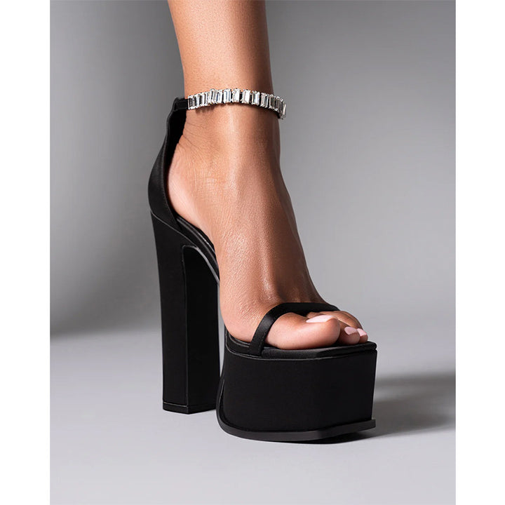 Femme Højglans Plattform-Slide-Sandaler Stilla