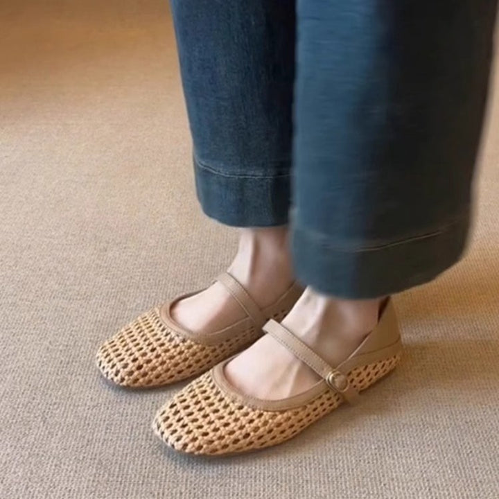 Dame Bekvemme Vevet Mary Jane Flats Stilla