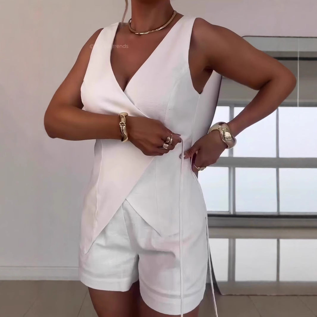 Kvinder Wrap-Front Linned Playsuit Stilla