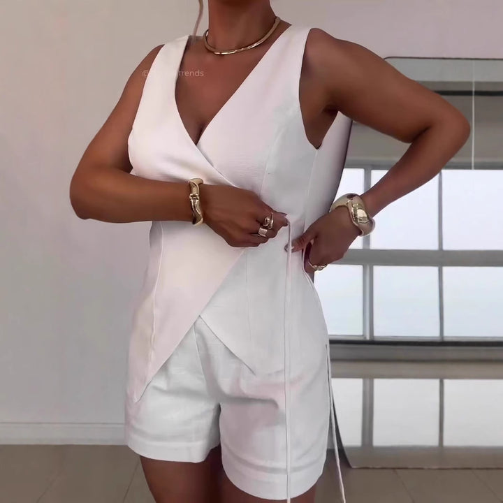 Kvinder Wrap-Front Linned Playsuit Stilla