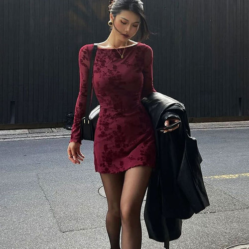 Dame Floral Minikjole med transparente ærmer Skovae