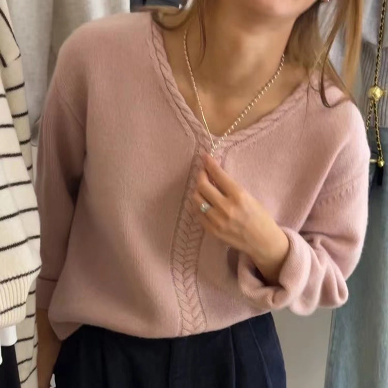 Femme Blød V-Udskæring Strikpullover Stilla