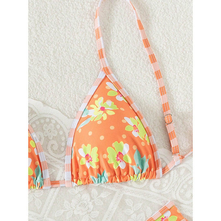 Damer Triangel-Bikini-Sæt med farverigt blomsterprint og fine flæsedetaljer Stilla