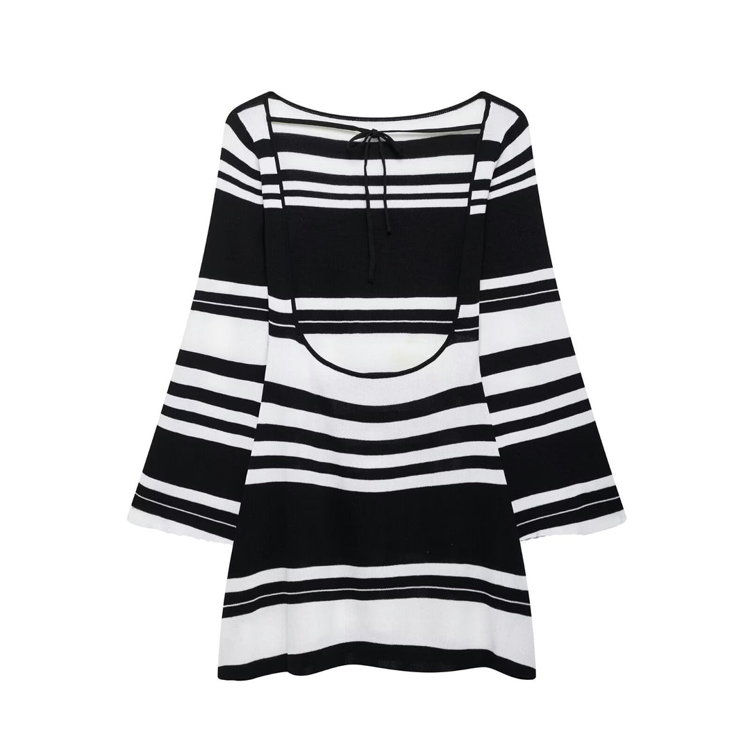 Femme Bell Sleeve Stribet Tunika Kjole Stilla