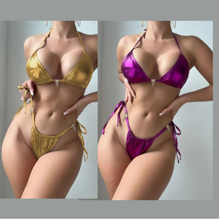 Dame sexy trekant bikini med glitrelementer Stilla