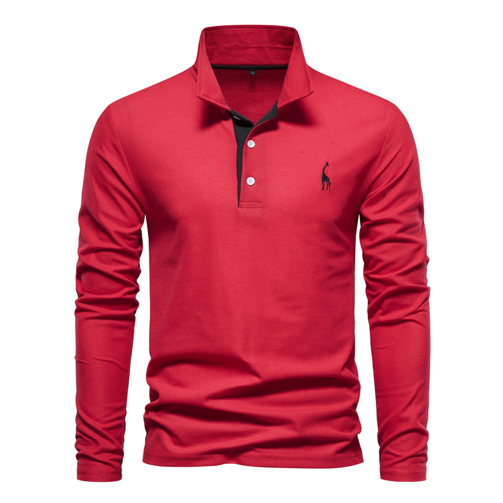 Herre Lange Ærmer Poloshirt med moderne Kontrastkrave og kvalitets bomuldsblanding Stilla