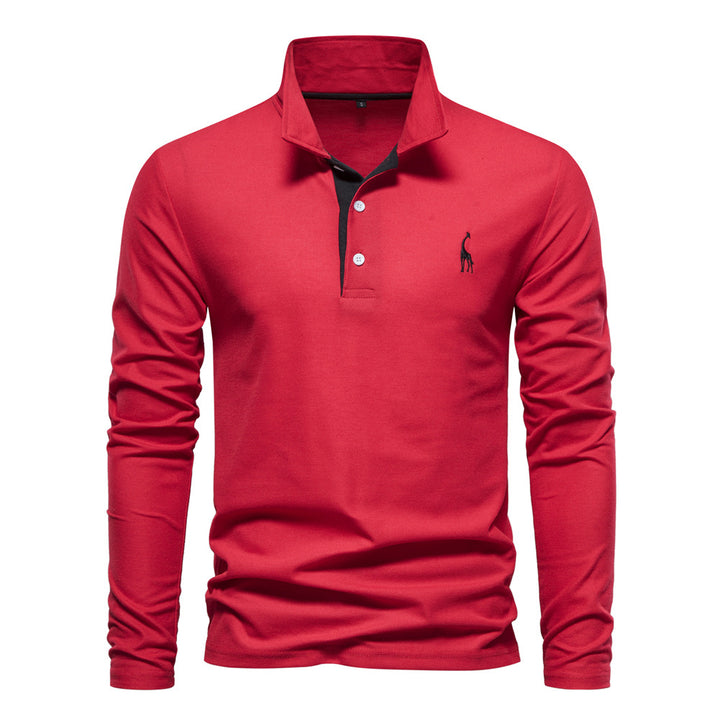 Herre Lange Ærmer Poloshirt med moderne Kontrastkrave og kvalitets bomuldsblanding Stilla
