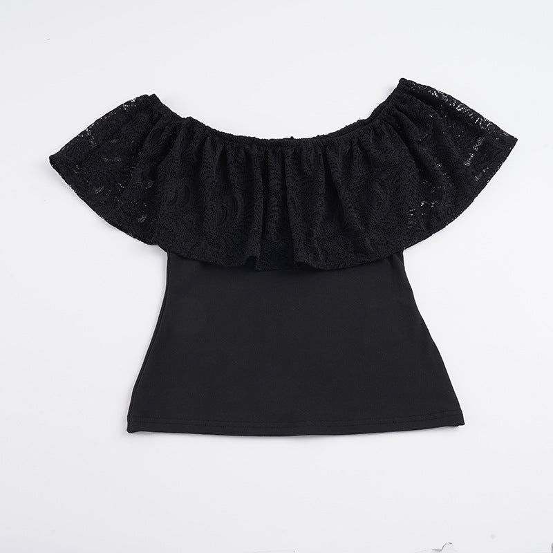 Dameoberdel med spidsel-overlap og off-shoulder design Skovae