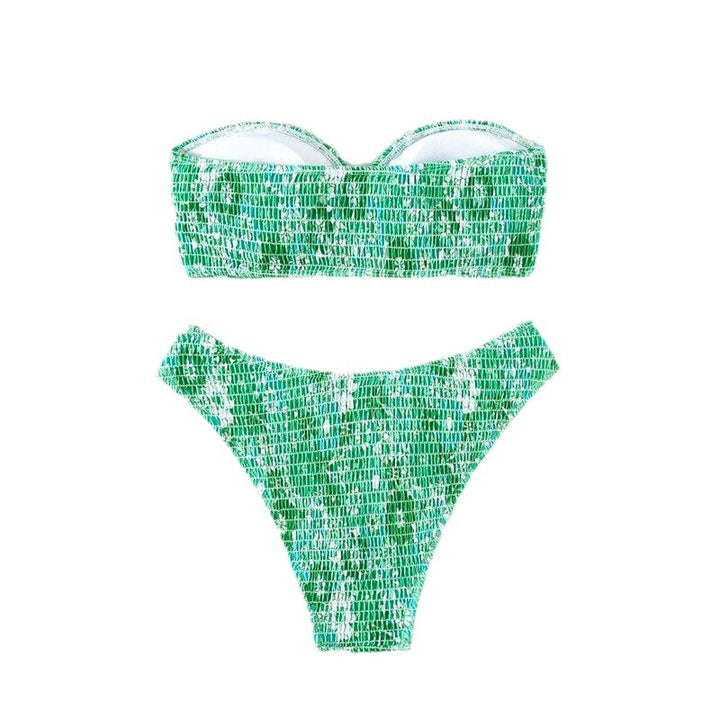 Dame bikini-sæt med elastisk bandeau-overdel og højt skåret trusser Stilla