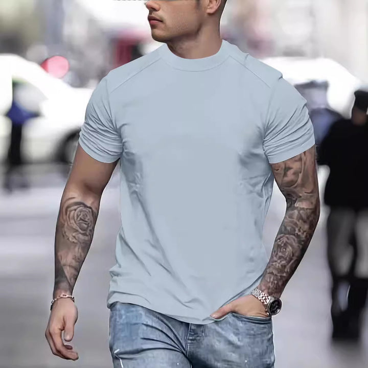 Herren mode T-shirt med struktureret skulderparti Stilla